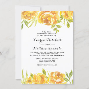 Faire-part de mariage floral jaune