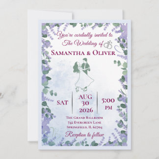 Faire-part de mariage floral lavande élégant