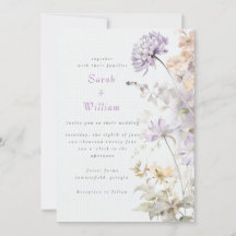 Faire-part de mariage floral lilas romantique