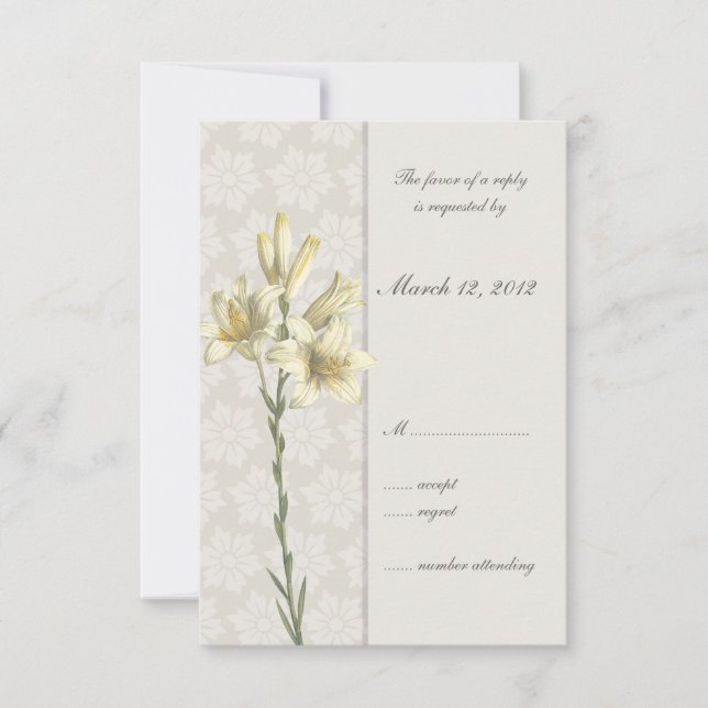 Faire-part de mariage Floral Lillies Blanches (Devant)