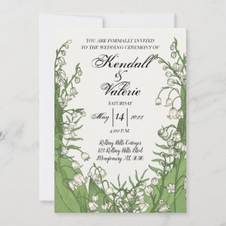 Faire-part de mariage floral Lys de la vallée 5x7