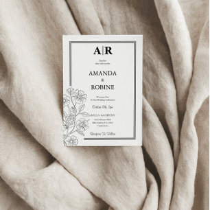 Faire-part de mariage floral minimaliste
