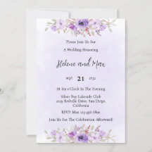 Faire-part de mariage floral minimaliste violet 