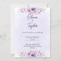 Faire-part de mariage floral minimaliste violet in
