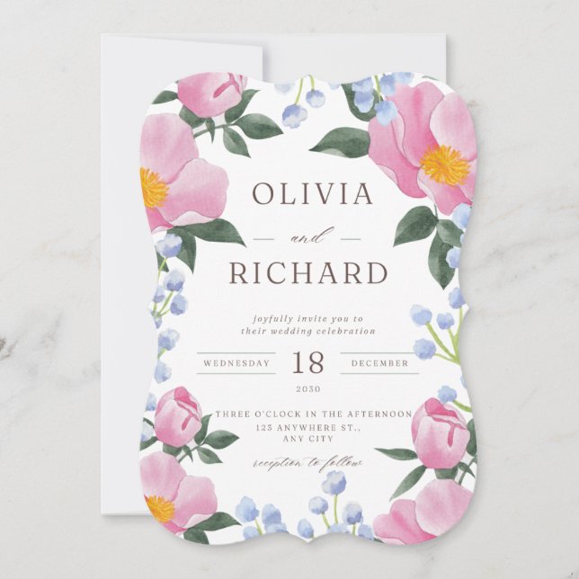 Faire-part de mariage Floral moderne (Devant)