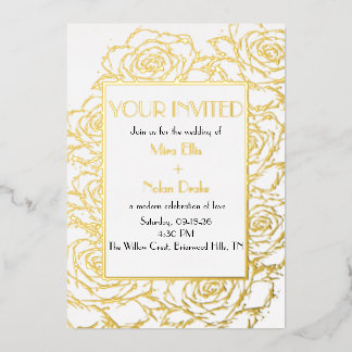 Faire-part de mariage floral moderne à feuille d'o