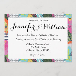 Faire-part de mariage floral moderne et tropical