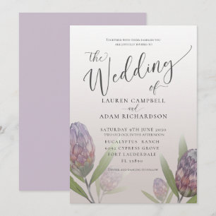 Faire-part de mariage Floral Moderne Protea violet