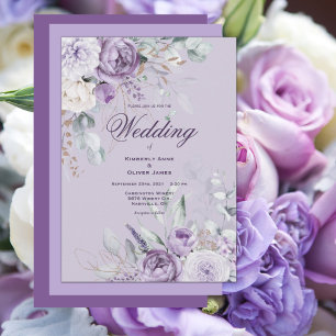 Faire-part de mariage Floral moderne violet