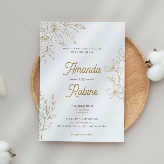 Faire-part de mariage Floral Or (Créateur téléchargé)
