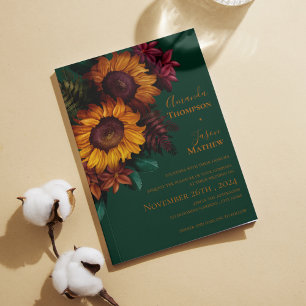 Faire-part de mariage Floral Orange Brûlé Vert