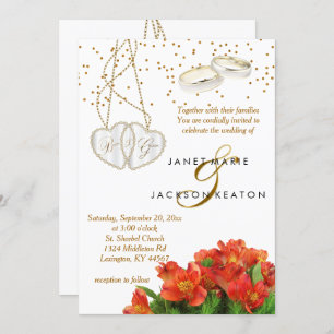 Faire-part de mariage floral orange lumineux