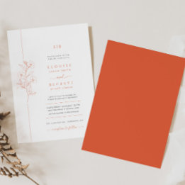 Faire-part de mariage Floral Orange Lumineux Moder