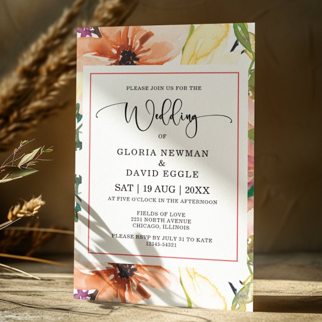 Faire-part de mariage Floral Orange Spring (Créateur téléchargé)
