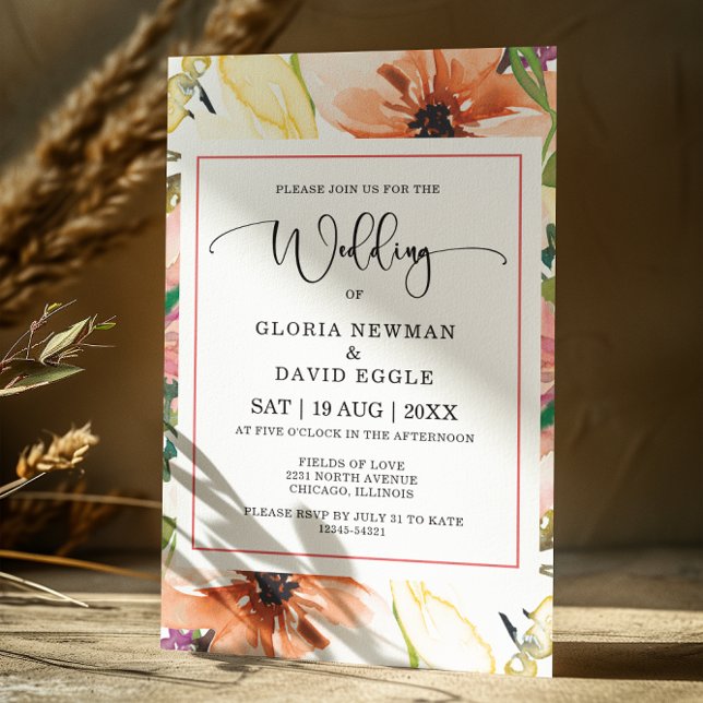 Faire-part de mariage Floral Orange Spring (Créateur téléchargé)
