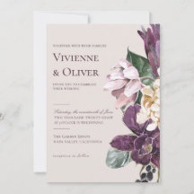 Faire-part de mariage floral Orchidée prune lunati