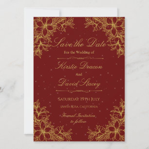 Faire-part de mariage Floral Orné Or