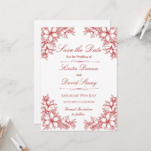Faire-part de mariage Floral Orné Rouge