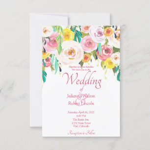Faire-part de mariage floral pastel