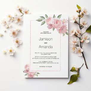 Faire-part de mariage floral pastel aquarelle