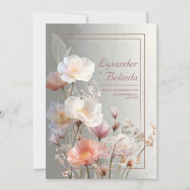 Faire-part de mariage floral Pastel Bloom (Devant)
