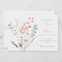 Faire-part de mariage floral pastel romantique