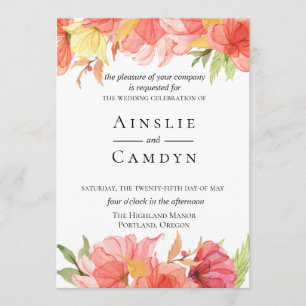 Faire-part de mariage floral peint