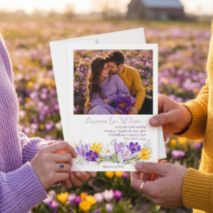 Faire-part de mariage floral photo crocus jaune vi
