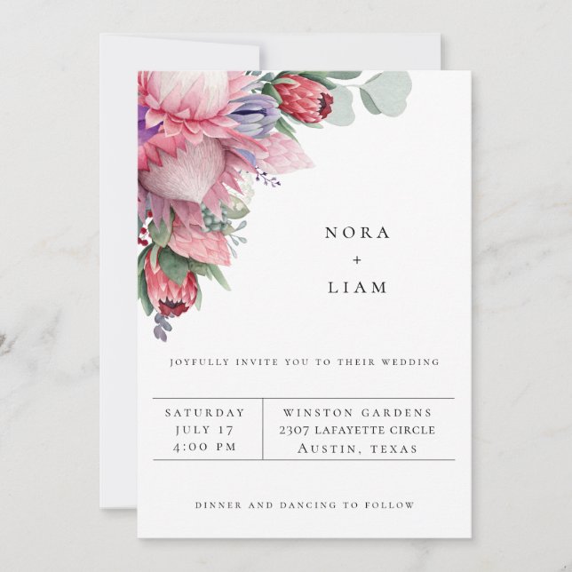Faire-part de mariage Floral Protea exotique (Devant)