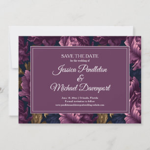Faire-part de mariage floral prune romantique