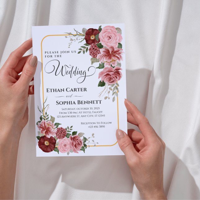 Faire-part de mariage floral romantique (Créateur téléchargé)