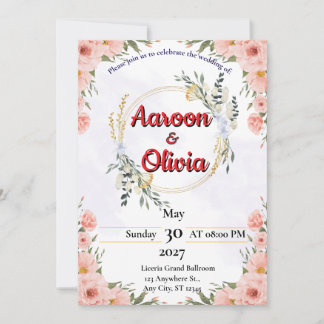 Faire-part de mariage floral romantique