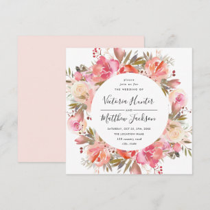 Faire-part de mariage floral romantique à fleurs b