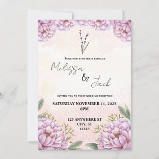 Faire-part de mariage floral rose