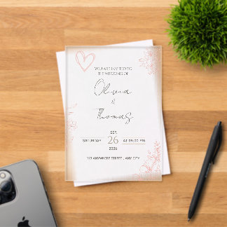 Faire-part de mariage floral rose blush minimalist