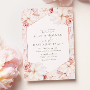 Faire-part de mariage floral rose Boho Blush