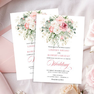 Faire-part de mariage floral rose Élégant Boho