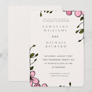 Faire-part de mariage floral rose élégant - Person