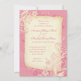 Faire-part de mariage floral rose et ivoire