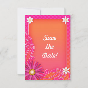 Faire-part de mariage floral rose et mandarine