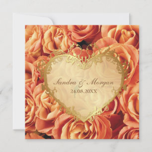Faire-part de mariage Floral Rose orange