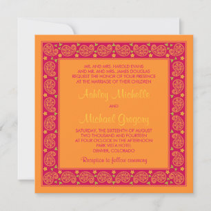 Faire-part de mariage floral rose orange pastel