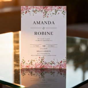 Faire-part de mariage floral rose romantique