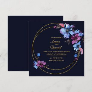 Faire-part de mariage Floral Royal Blue moderne