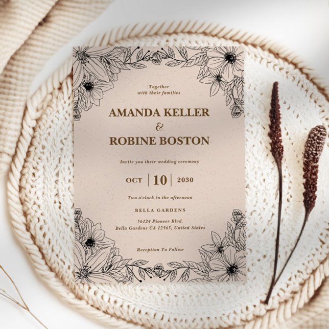 Faire-part de mariage floral rustique (Créateur téléchargé)