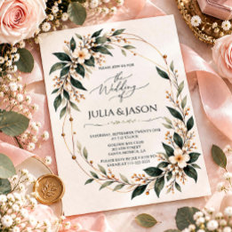Faire-part de mariage floral rustique avec verdure