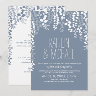 Faire-part de mariage floral rustique (bleu poussi