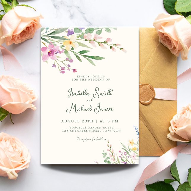 Faire-part de mariage Floral Rustique Fleur sauvag (Créateur téléchargé)