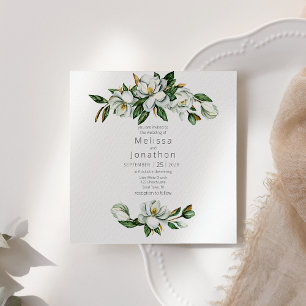 Faire-part de mariage floral rustique Magnolia bla