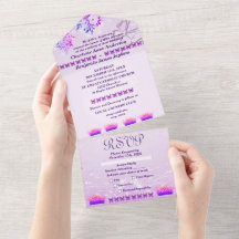 Faire-part de mariage floral rustique violet